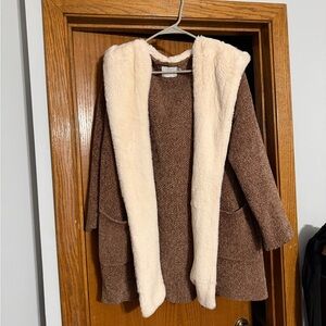 Lush Brown Jacket with Cream Fur Trim